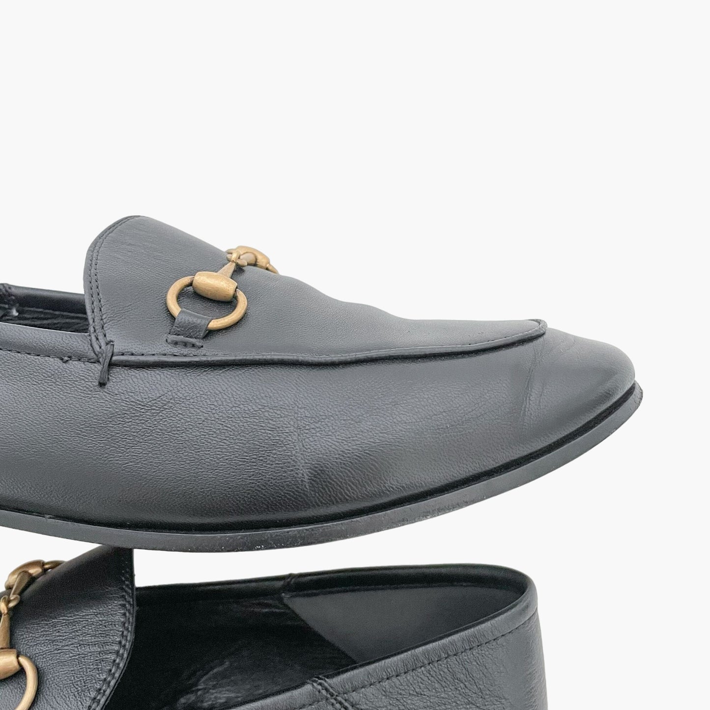 Gucci Brixton Horsebit Loafer in Black Leather Size 38.5