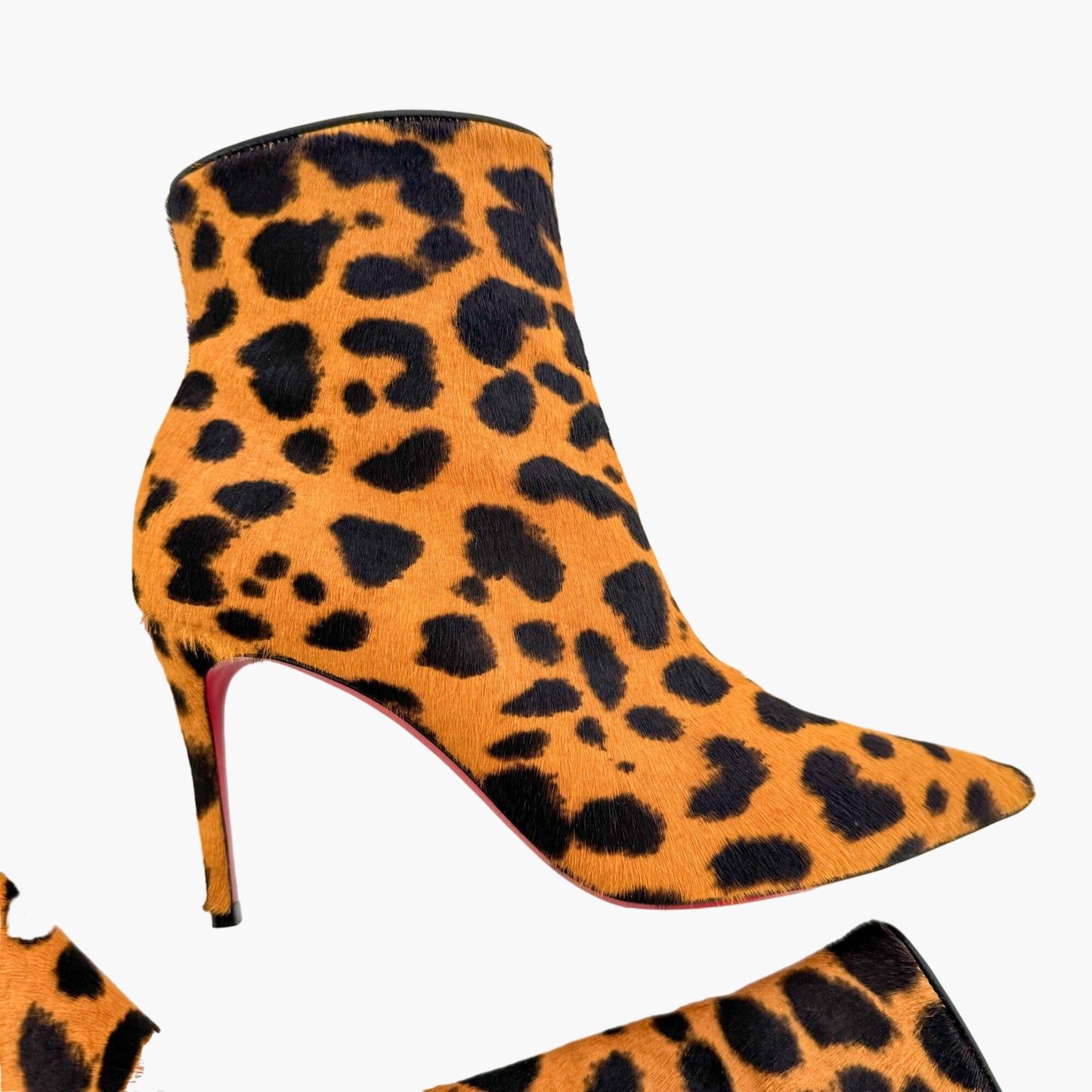 Christian Louboutin So Kate Booty 85 in Spicy Leopard Pony Hair Size 37.5
