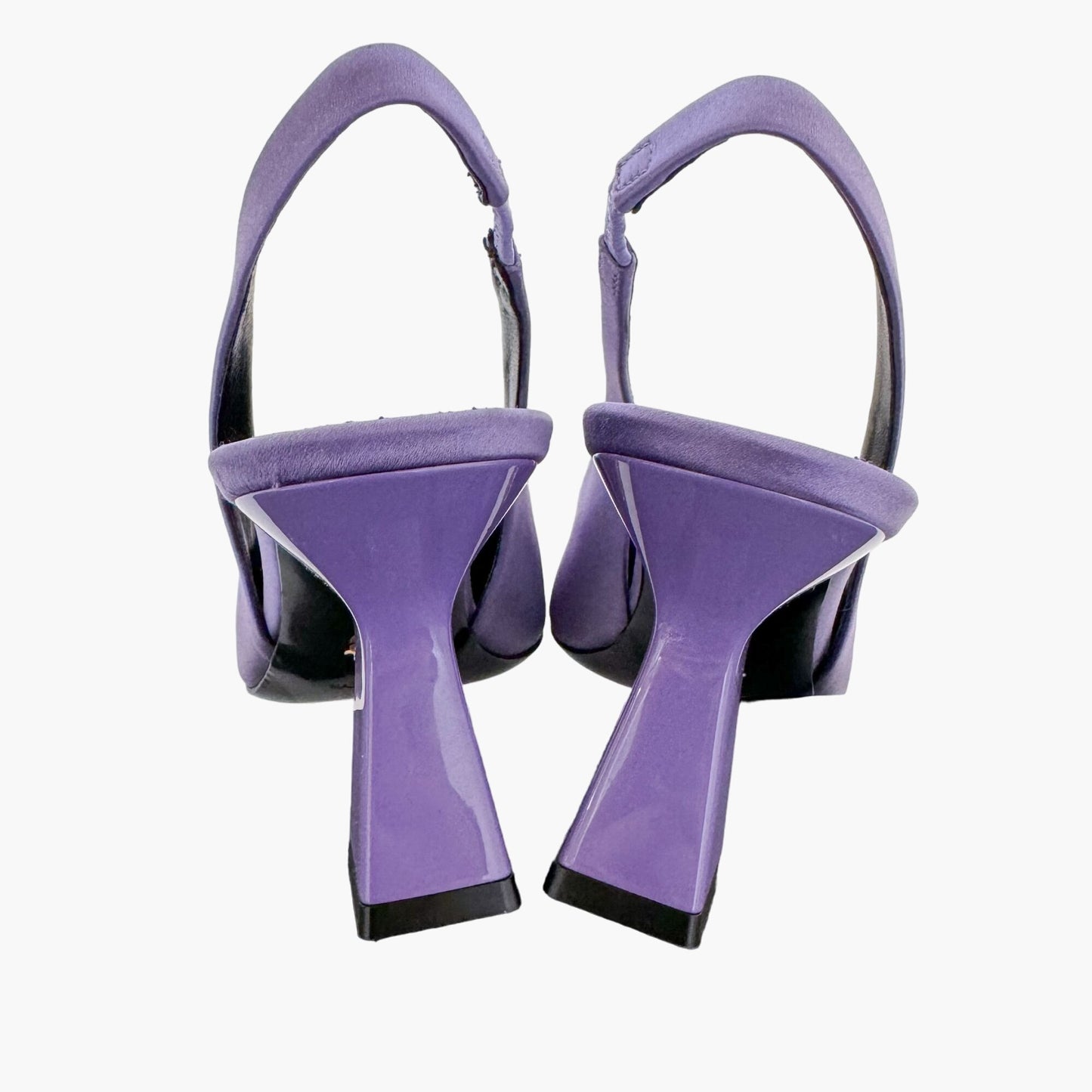 Versace La Medusa Slingback Pumps in Purple Satin Size 37