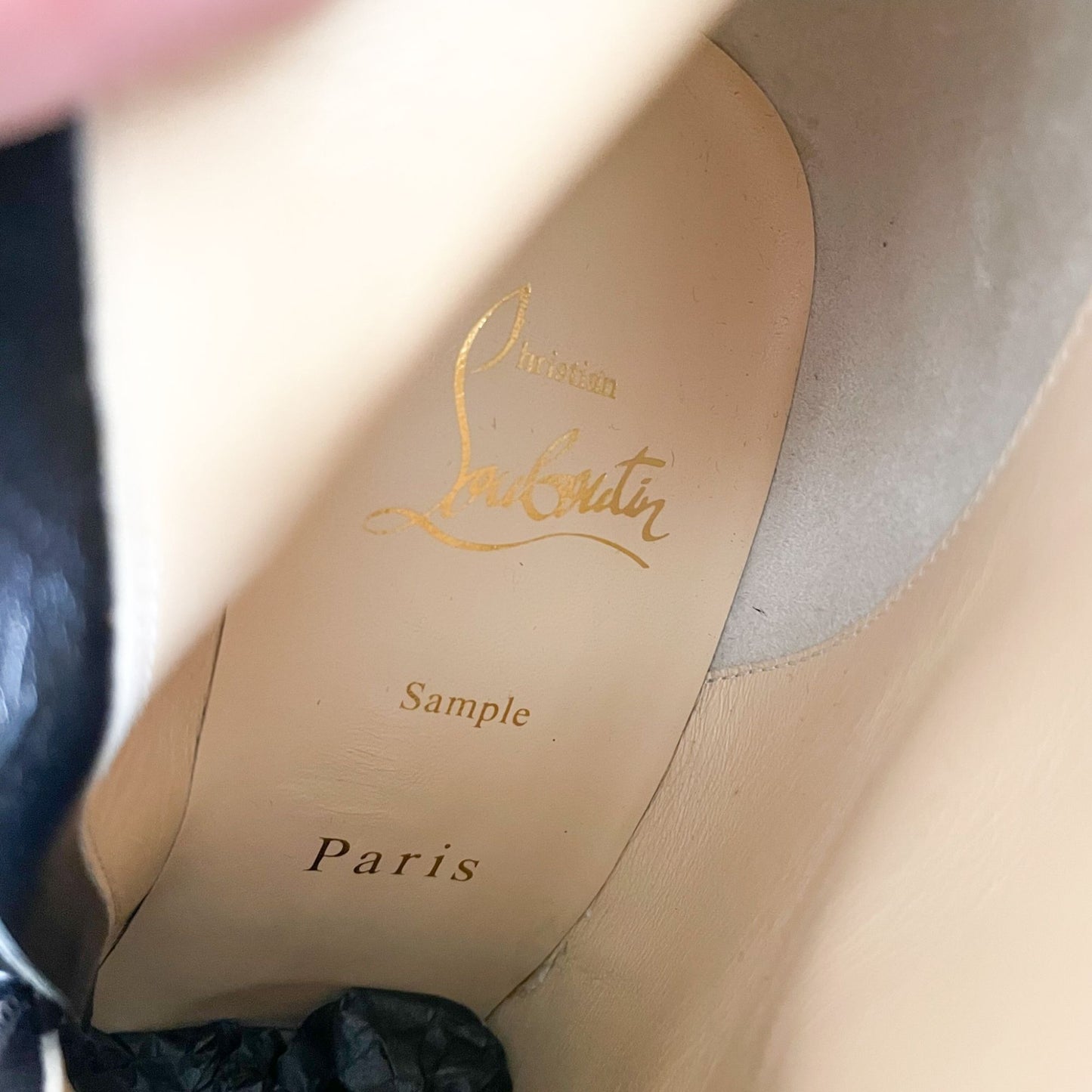Christian Louboutin Alta Botta Plume 100 in Black Veau Velours with Silver Studs Size 39