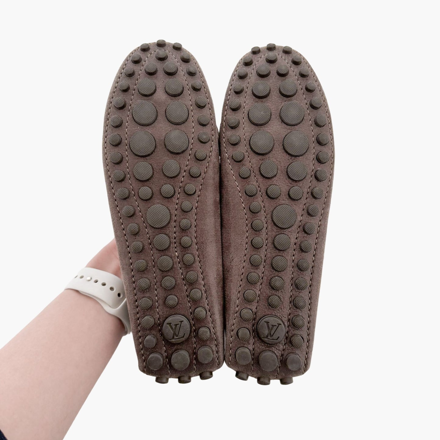 Louis Vuitton LV Moccasin Loafer in Brown Metallic Leather Size 35