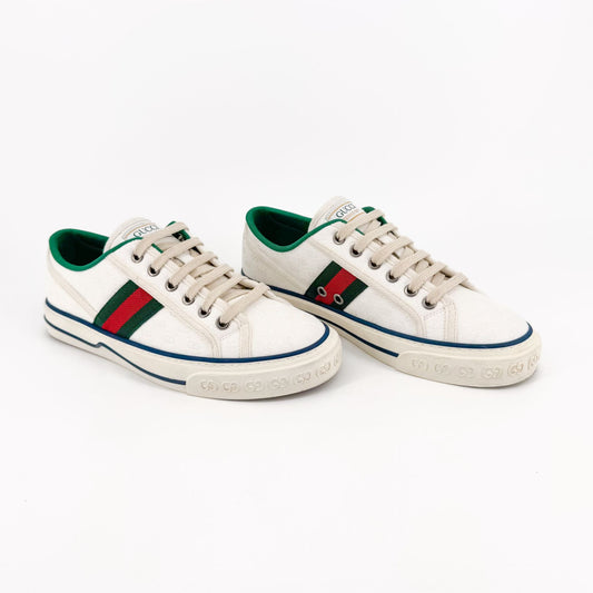 Gucci Tennis 1977 White GG Canvas Sneakers Size 37