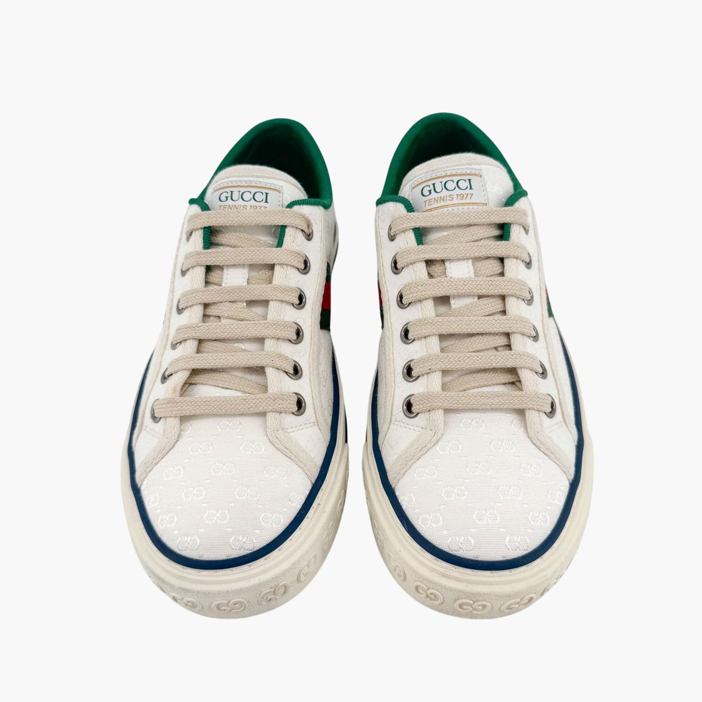 Gucci Tennis 1977 White GG Canvas Sneakers Size 37
