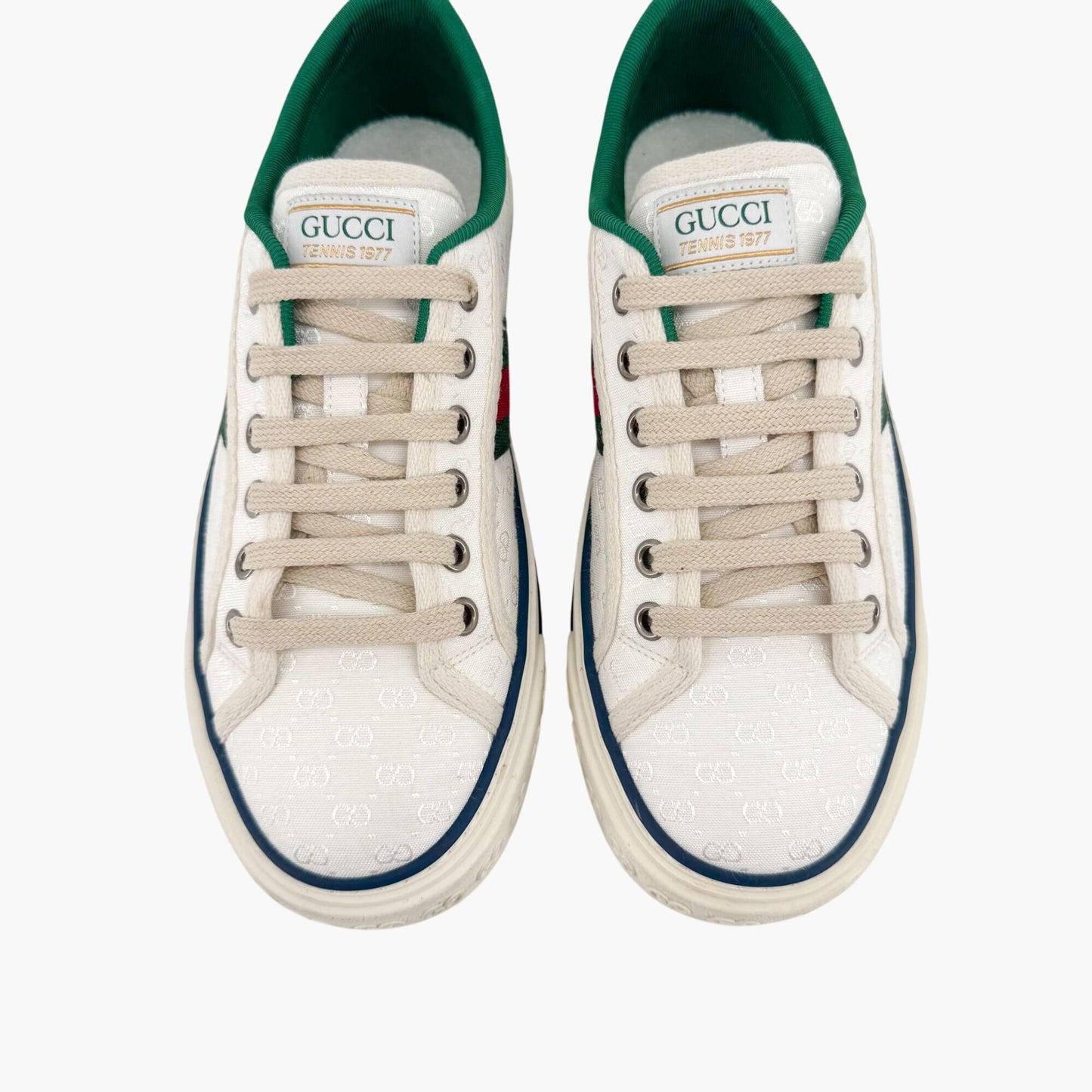 Gucci Tennis 1977 White GG Canvas Sneakers Size 37