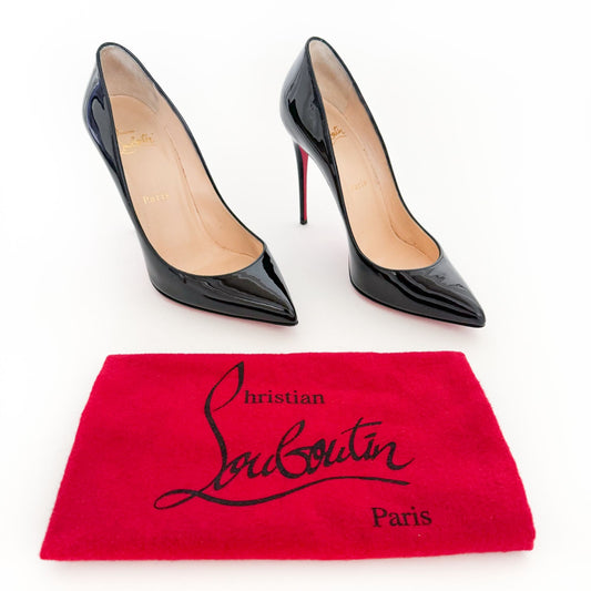 Christian Louboutin Pigalle Follies 100 Pumps in Black Patent Size 37.5
