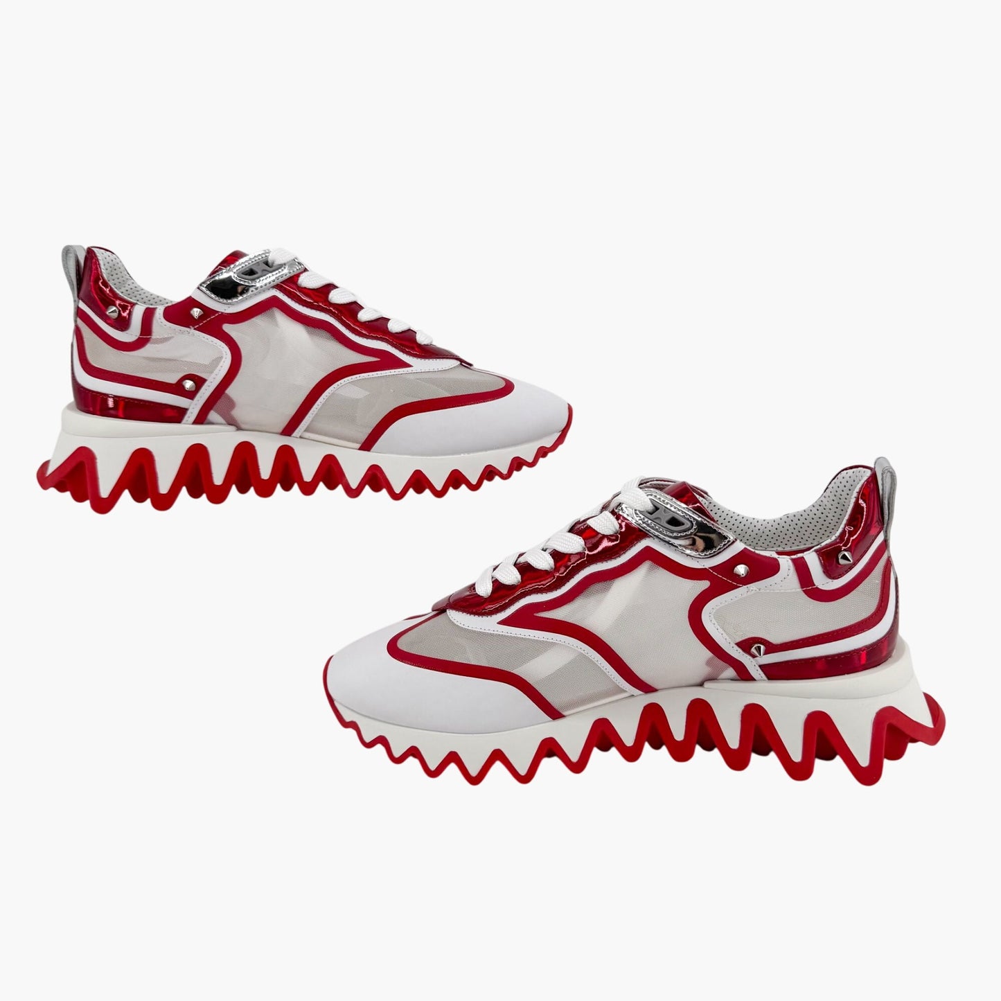 Christian Louboutin Sharkina White Red Mesh Sneakers – Size 39
