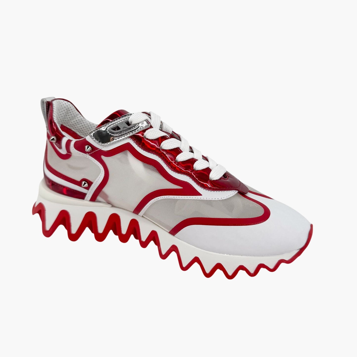 Christian Louboutin Sharkina White Red Mesh Sneakers – Size 39