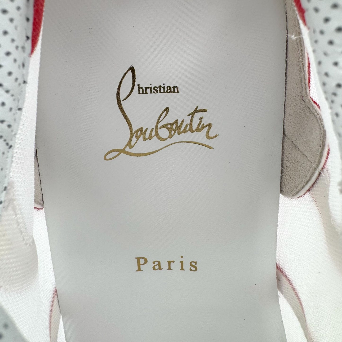 Christian Louboutin Sharkina White Red Mesh Sneakers – Size 39