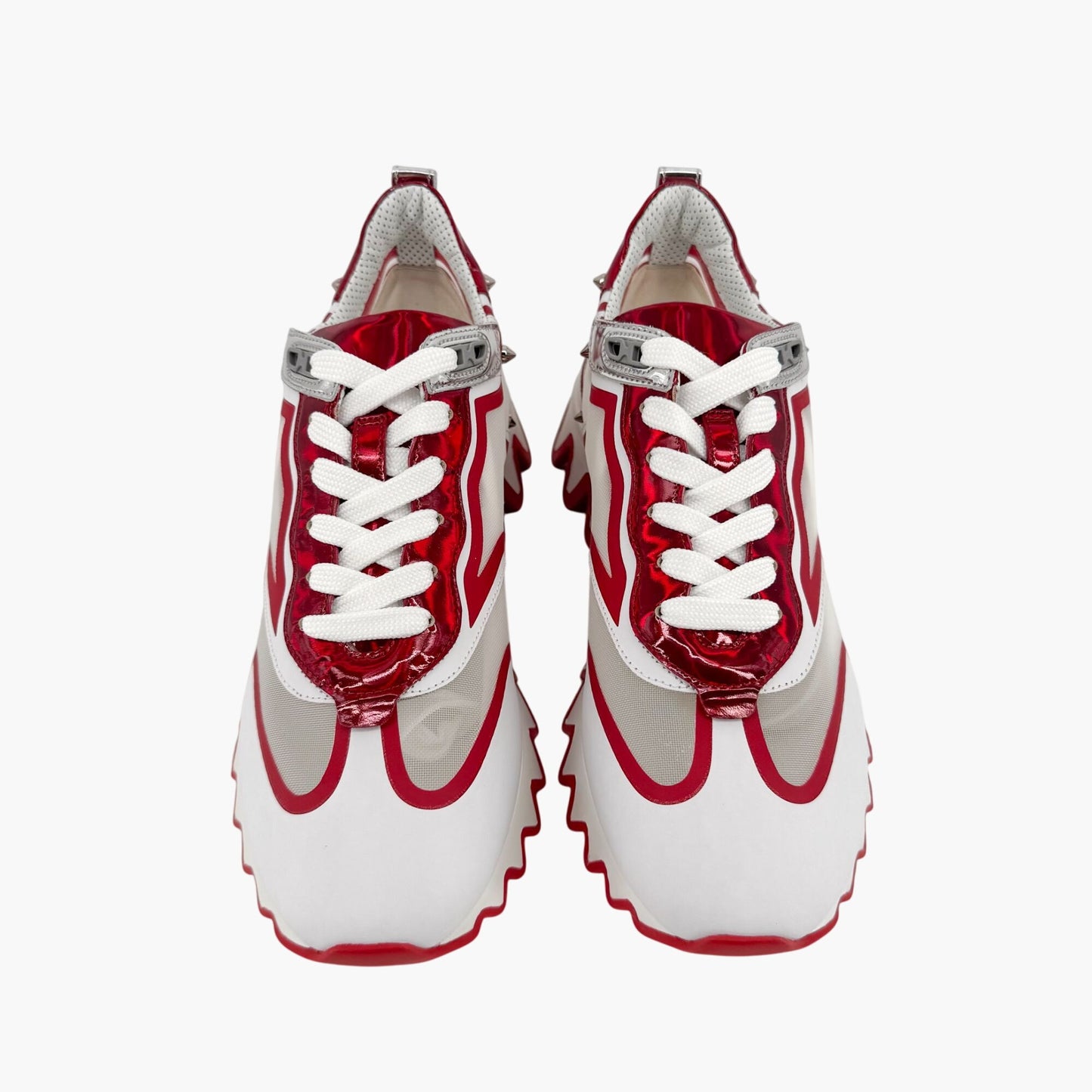 Christian Louboutin Sharkina White Red Mesh Sneakers – Size 39