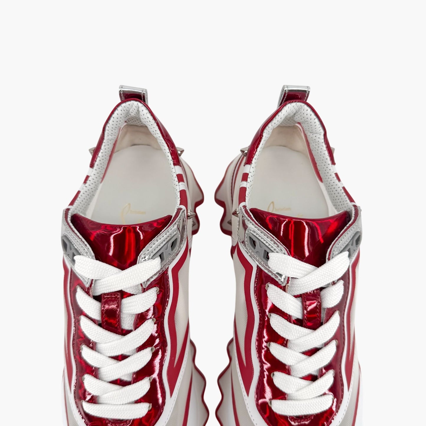 Christian Louboutin Sharkina White Red Mesh Sneakers – Size 39