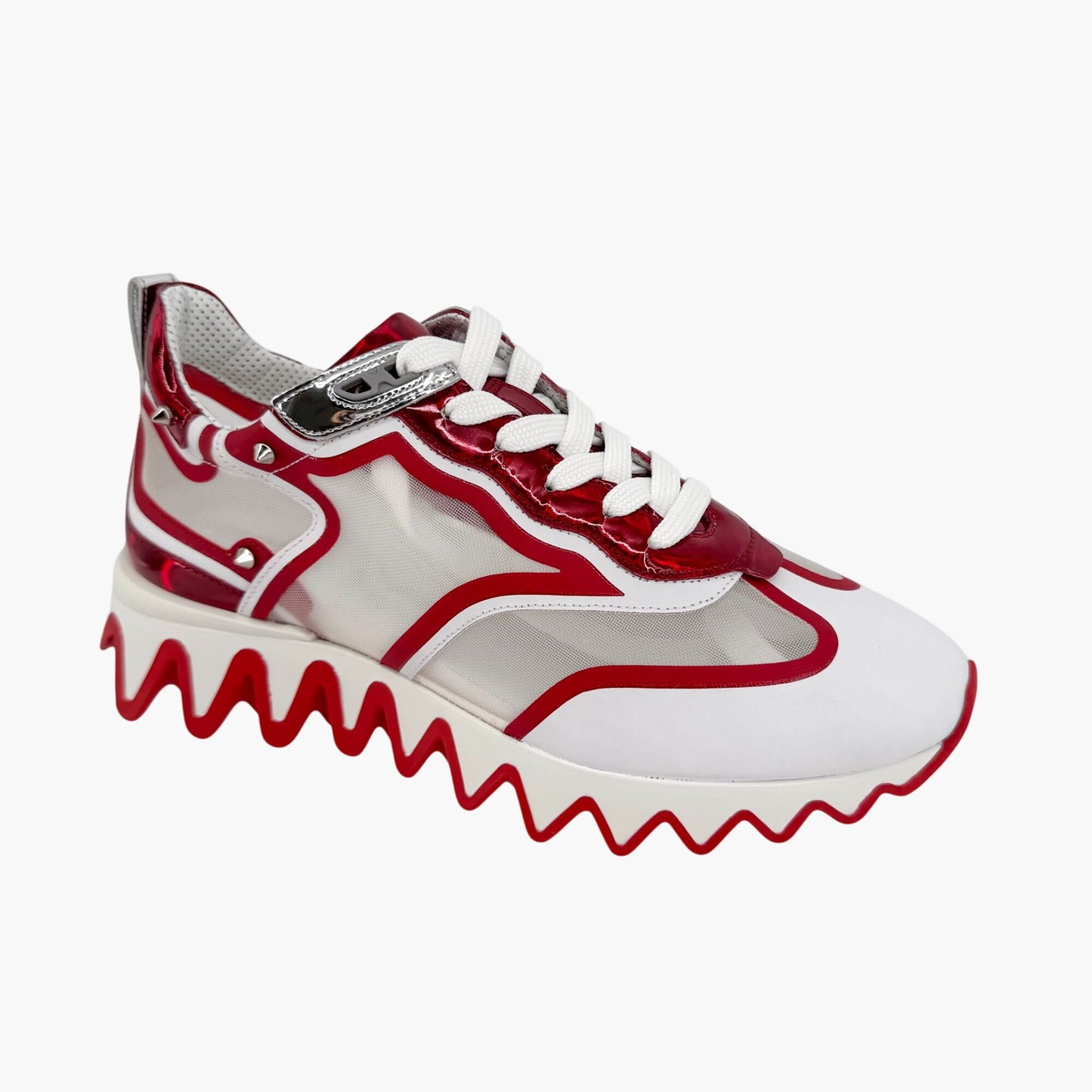 Christian Louboutin Sharkina White Red Mesh Sneakers – Size 39