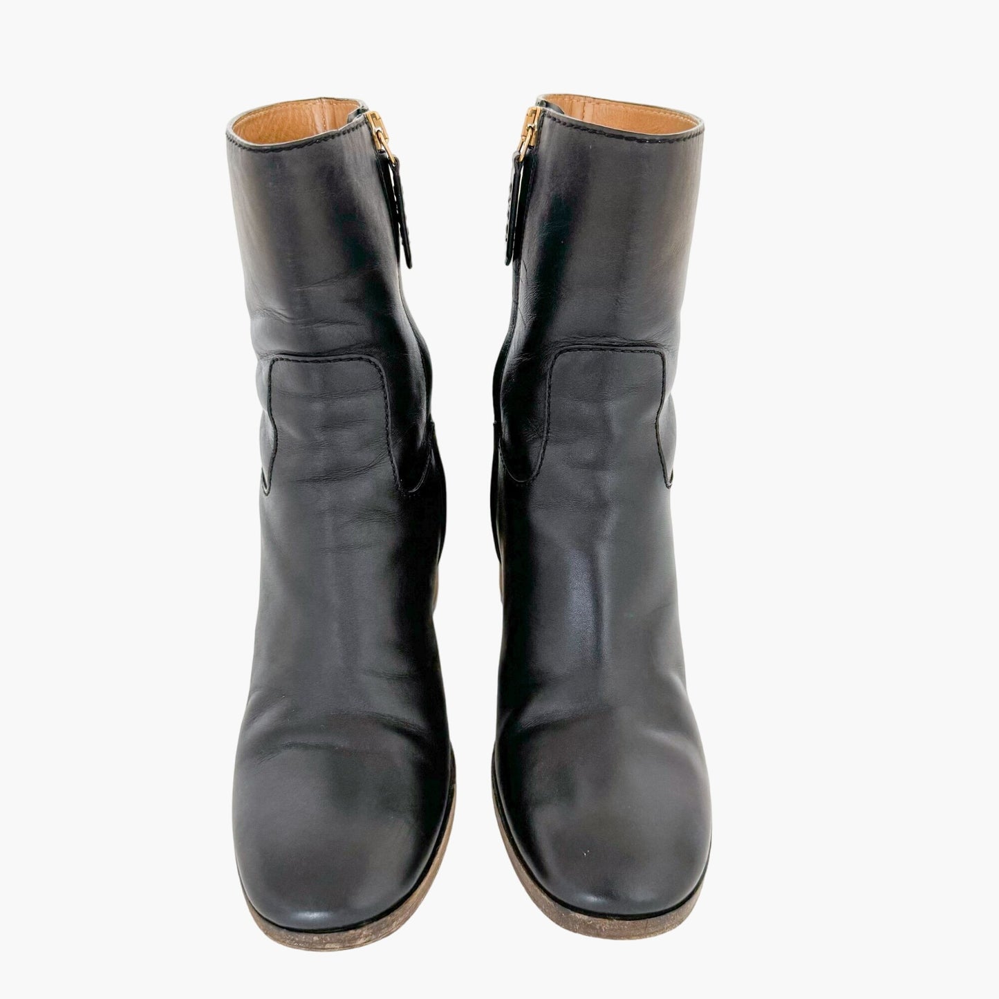 Gucci Block Heel Ankle Boots in Black Leather Size 36.5