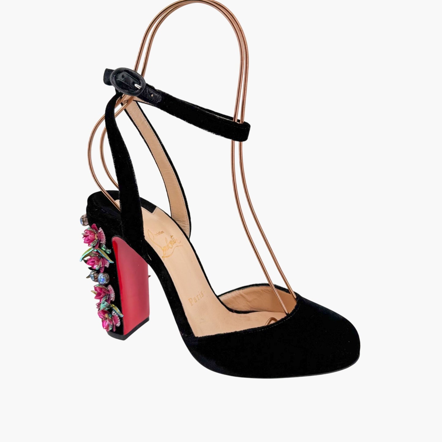 Christian Louboutin Madonaflor 100 Embellished Velvet Pumps – Size 38