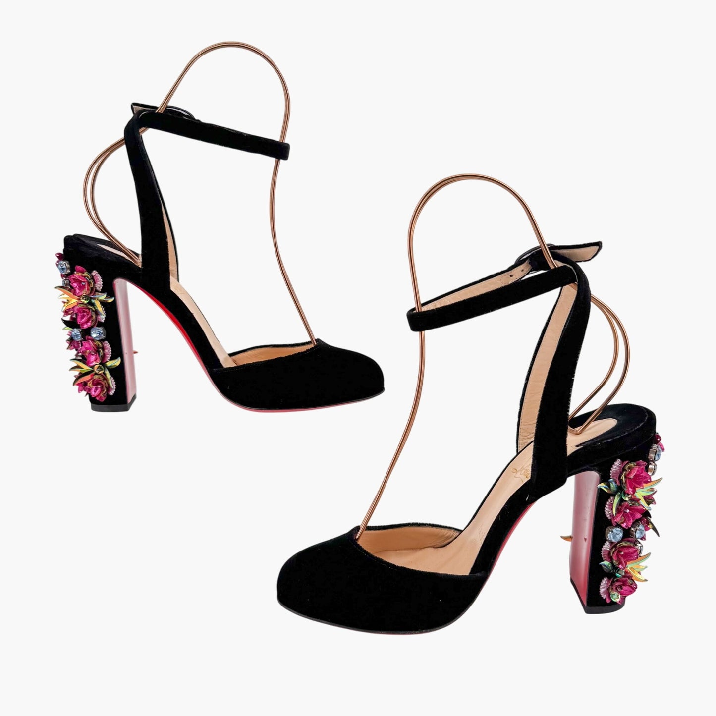 Christian Louboutin Madonaflor 100 Embellished Velvet Pumps – Size 38