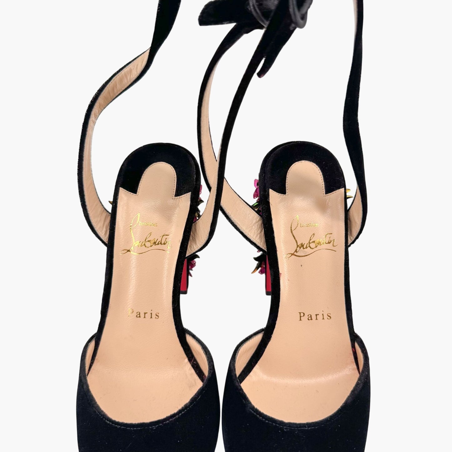 Christian Louboutin Madonaflor 100 Embellished Velvet Pumps – Size 38