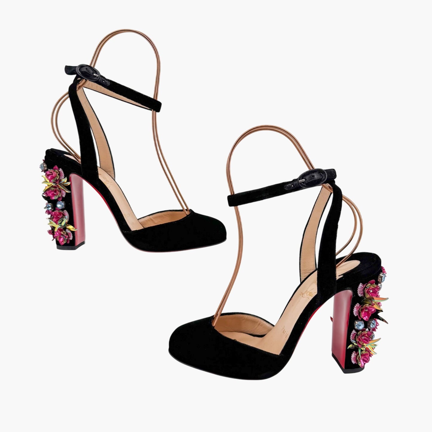 Christian Louboutin Madonaflor 100 Embellished Velvet Pumps – Size 38