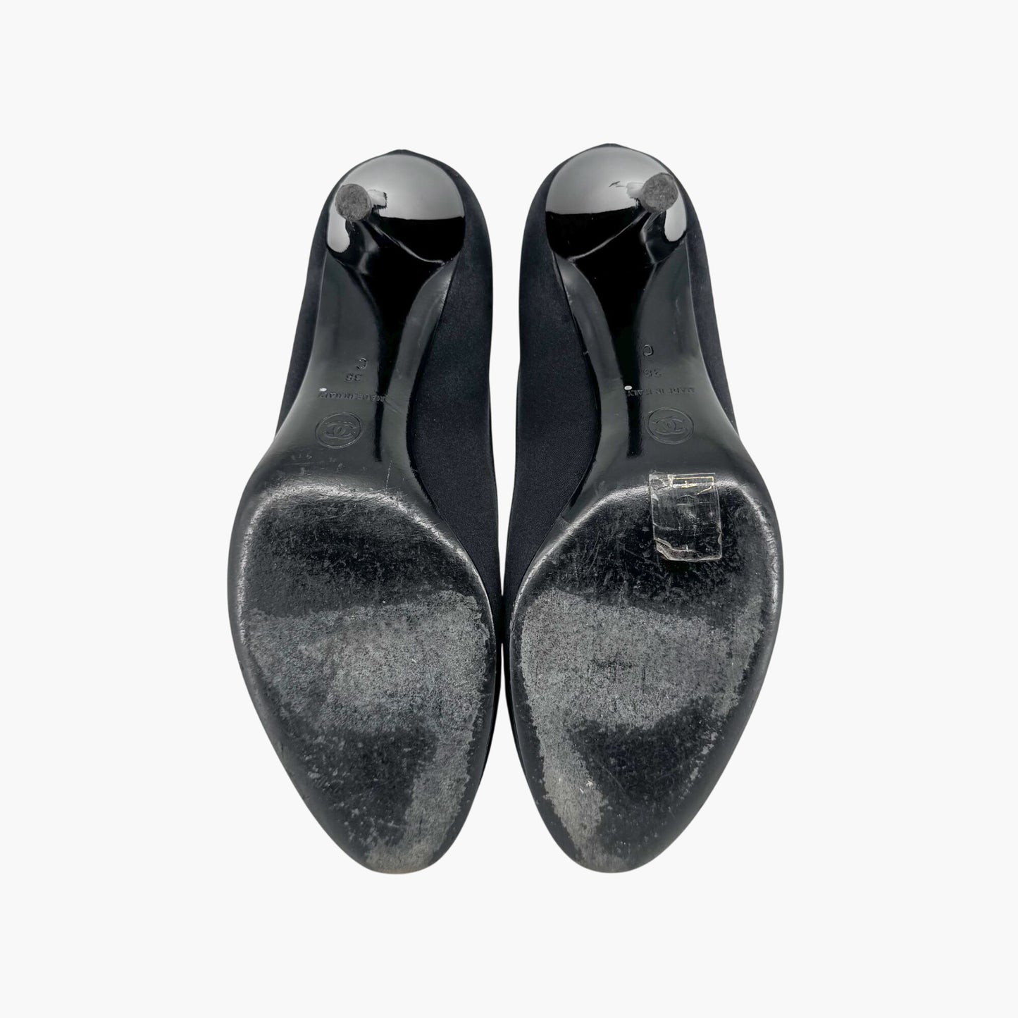 Chanel Vintage Pearl Ankle Strap Pumps in Black Satin – Size 38