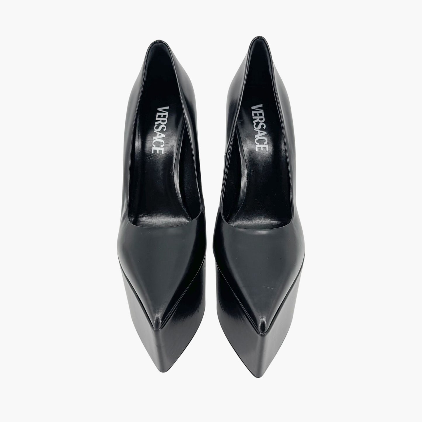 Versace Black Leather Tempest Platform Pumps Size 37