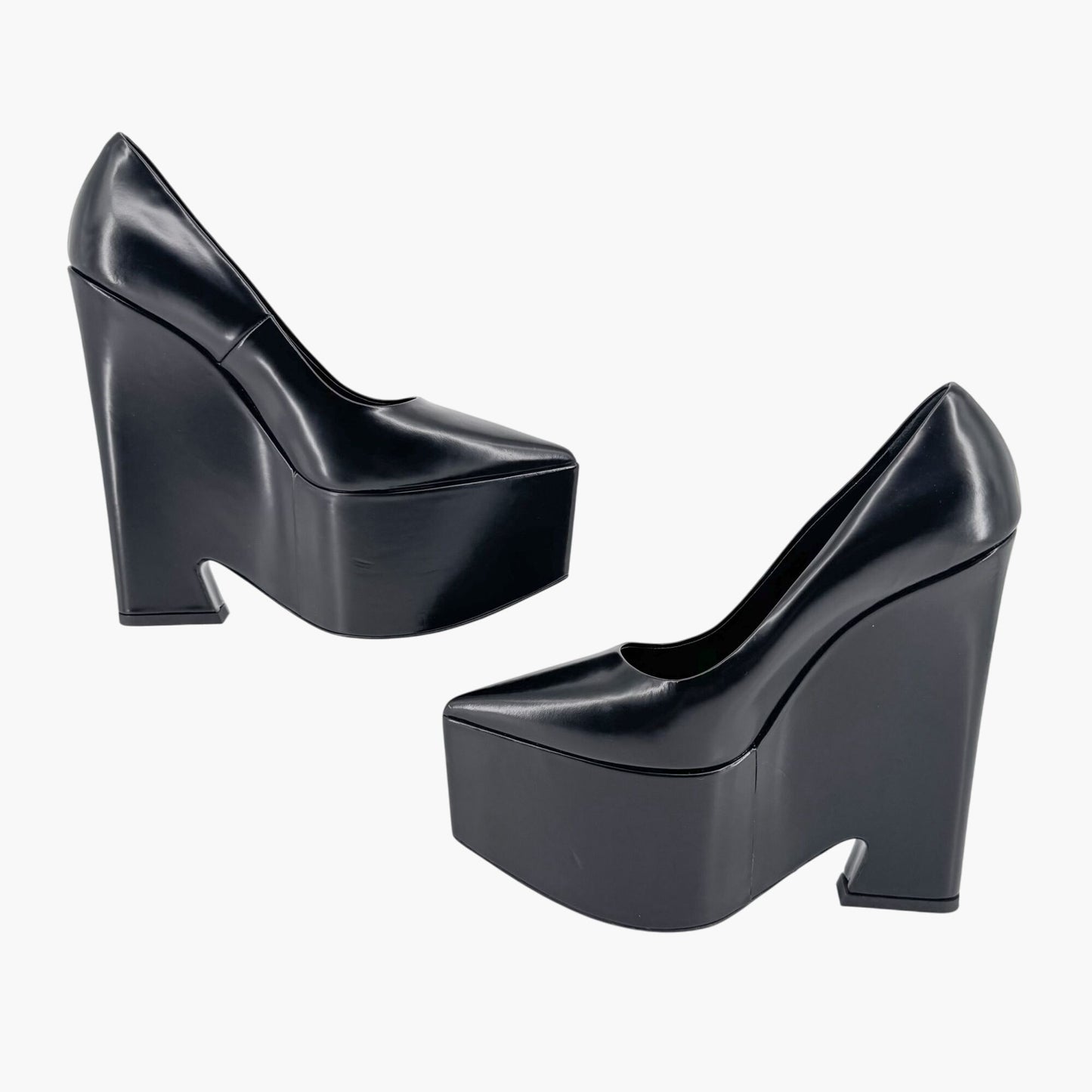 Versace Black Leather Tempest Platform Pumps Size 37