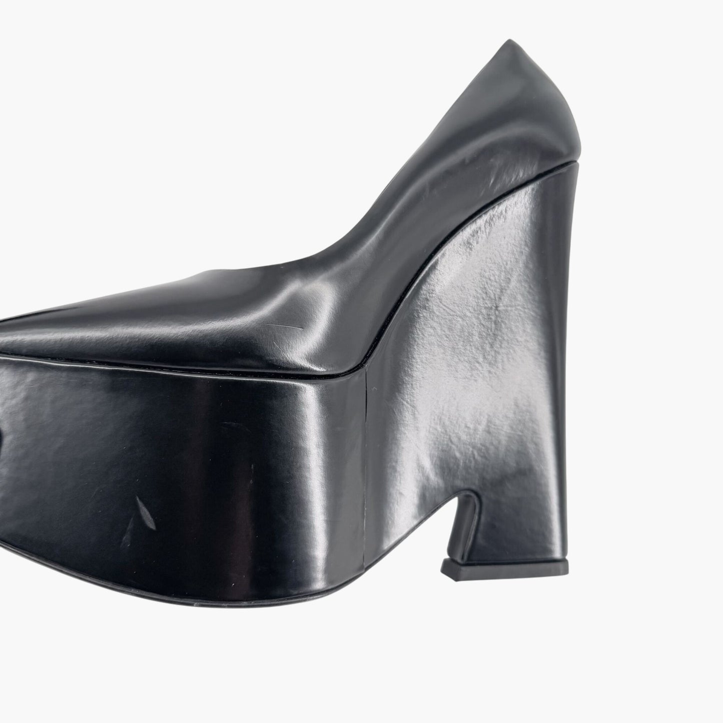 Versace Black Leather Tempest Platform Pumps Size 37