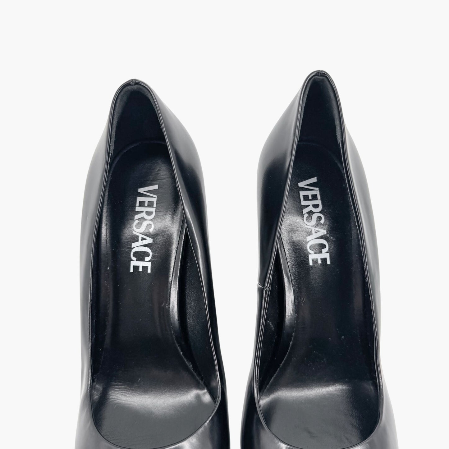 Versace Black Leather Tempest Platform Pumps Size 37