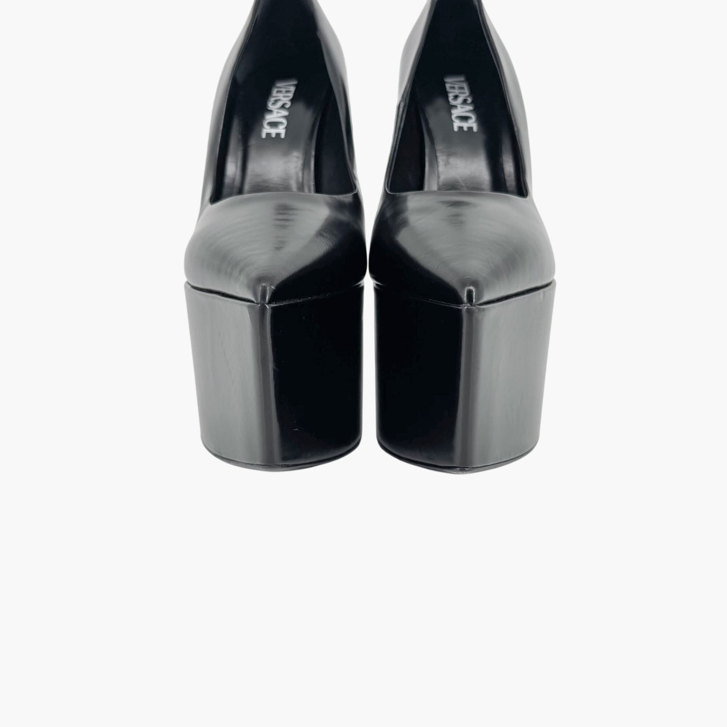 Versace Black Leather Tempest Platform Pumps Size 37