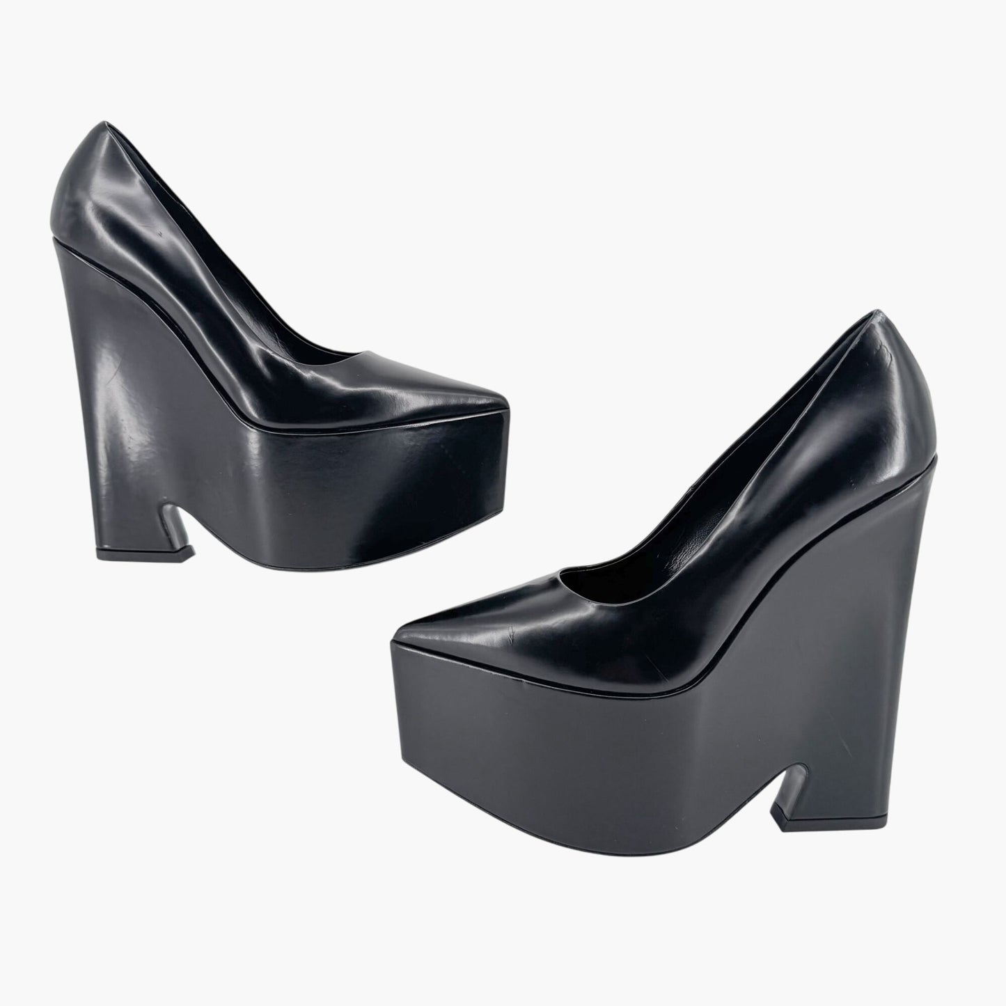 Versace Black Leather Tempest Platform Pumps Size 37