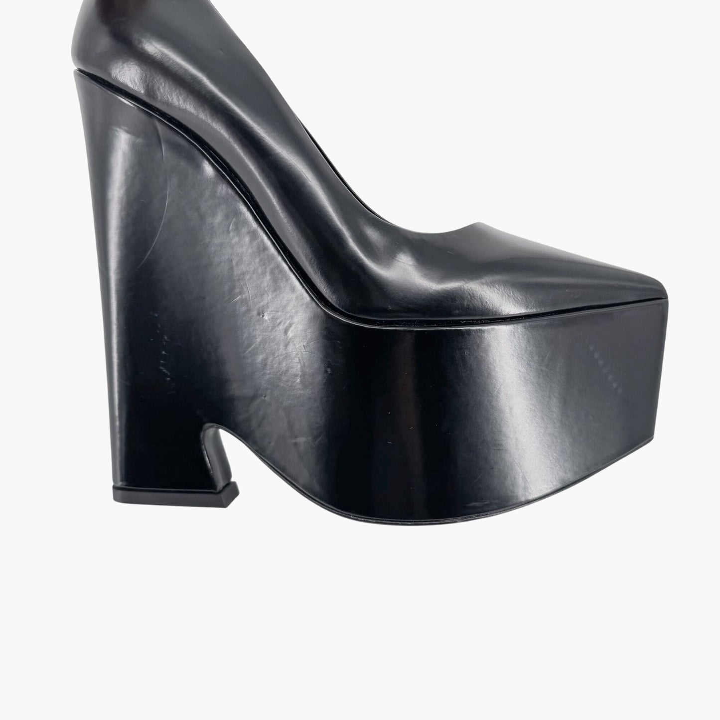 Versace Black Leather Tempest Platform Pumps Size 37