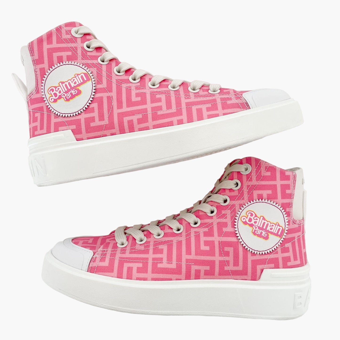 Balmain Barbie B Court Monogram High Top Sneakers Size 36
