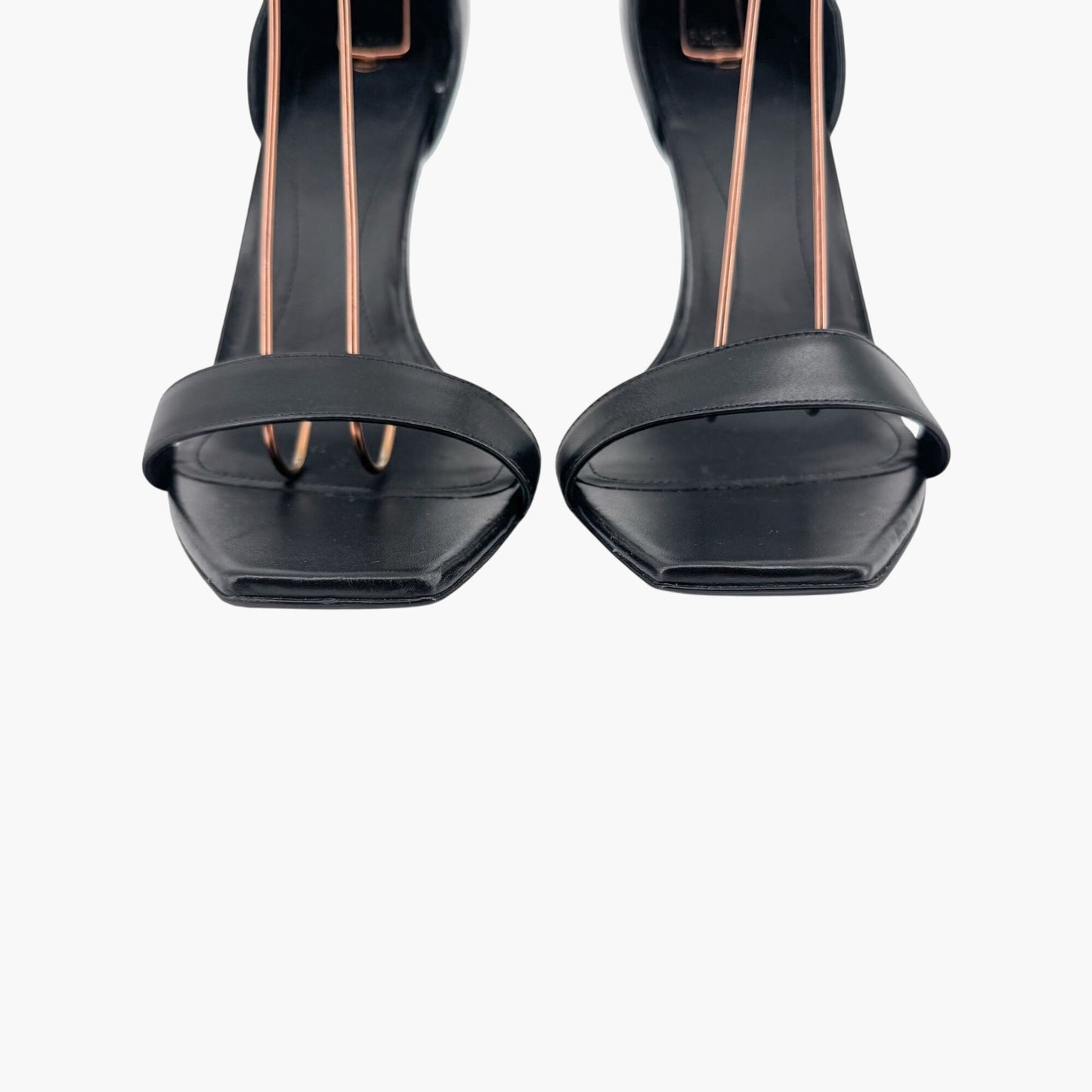 Balmain Uma Buckle Sandals Black Leather Gold Heel – Size 42