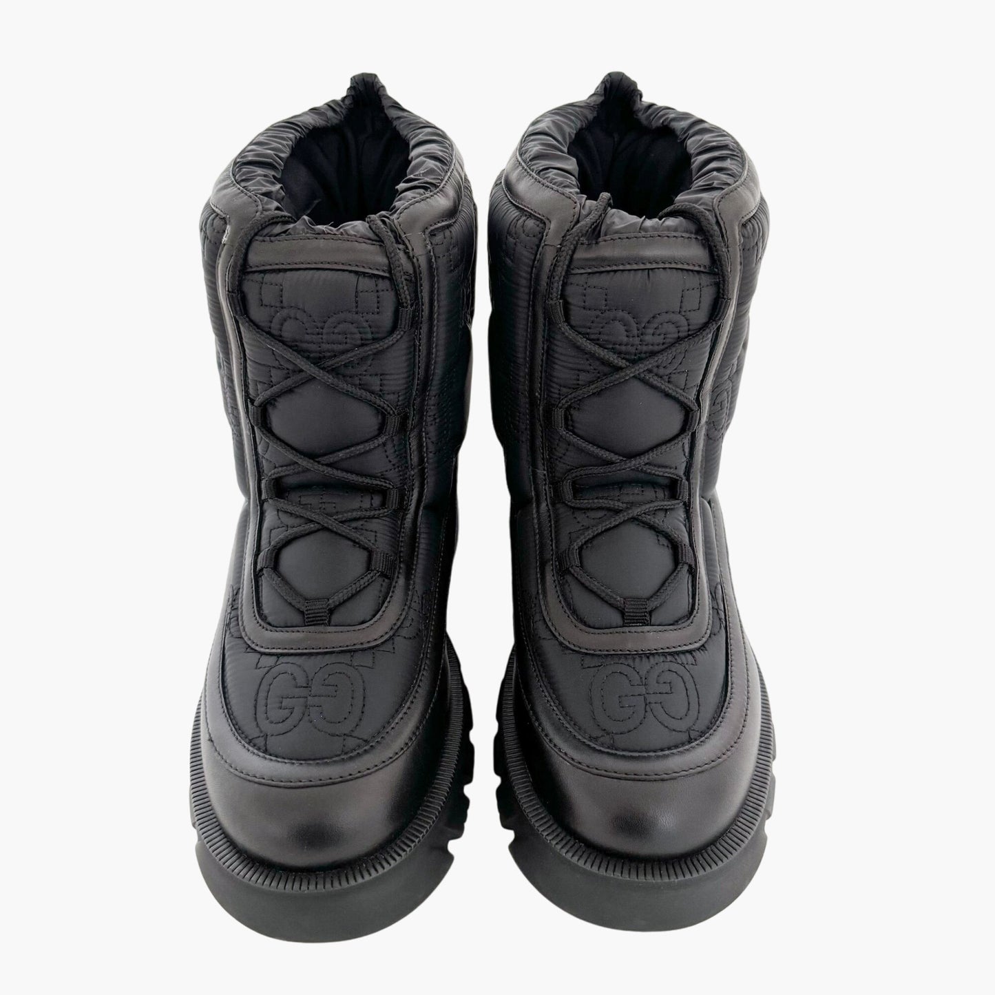 Gucci Romance GG Quilted Snow Boots in Black Nylon & Leather Size 42