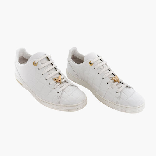 Louis Vuitton Frontrow Sneakers in White Croc Embossed Size 38.5