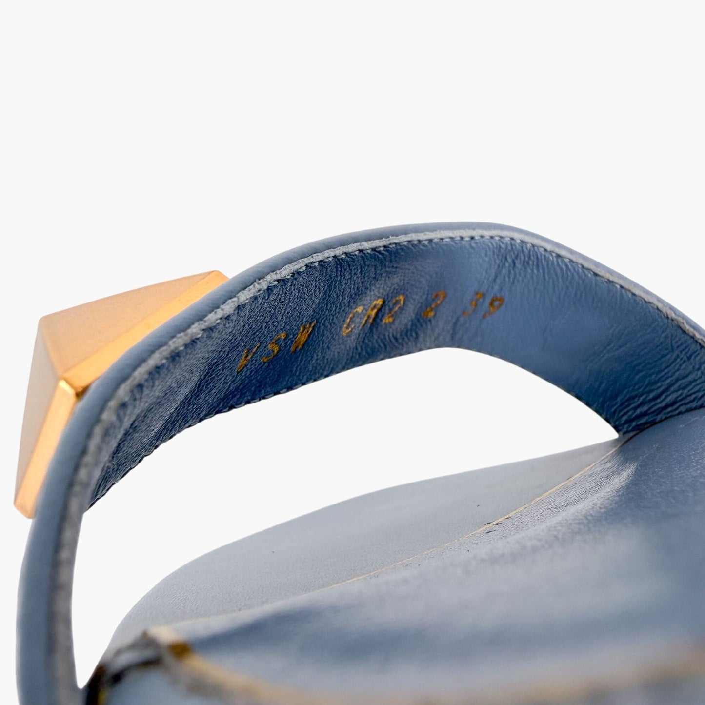 Valentino Garavani Roman Stud Blue Leather Sandals Size 39