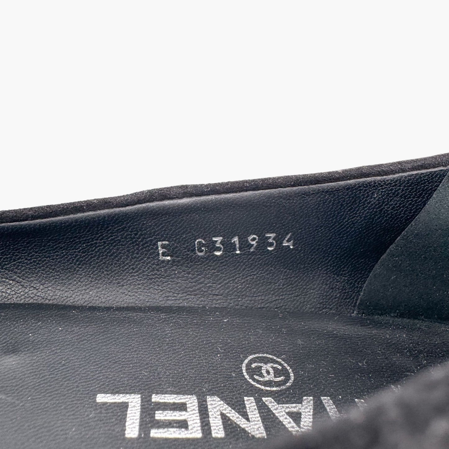Chanel Camellia CC Ballet Flats in Black Suede – Size 38.5