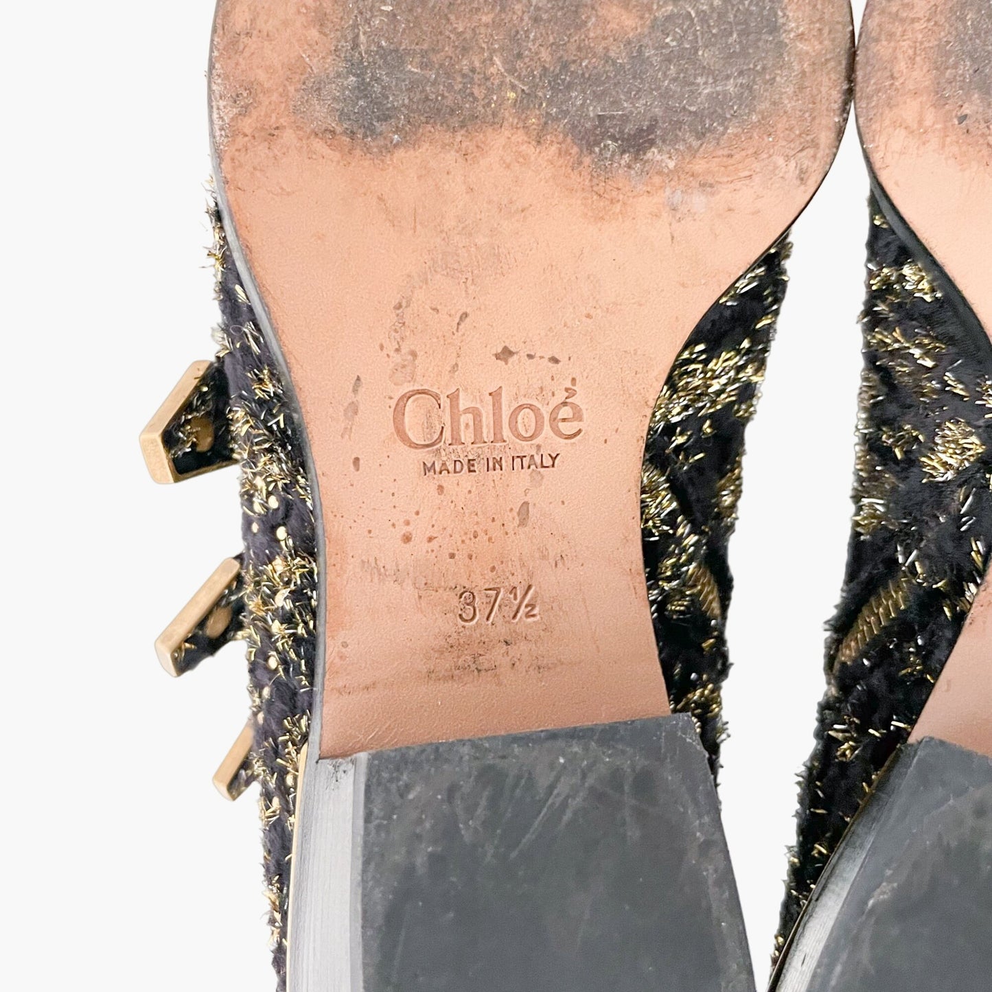 Chloé Susanna Short Boots in Black and Metallic Silver/Gold Velvet Size 37.5