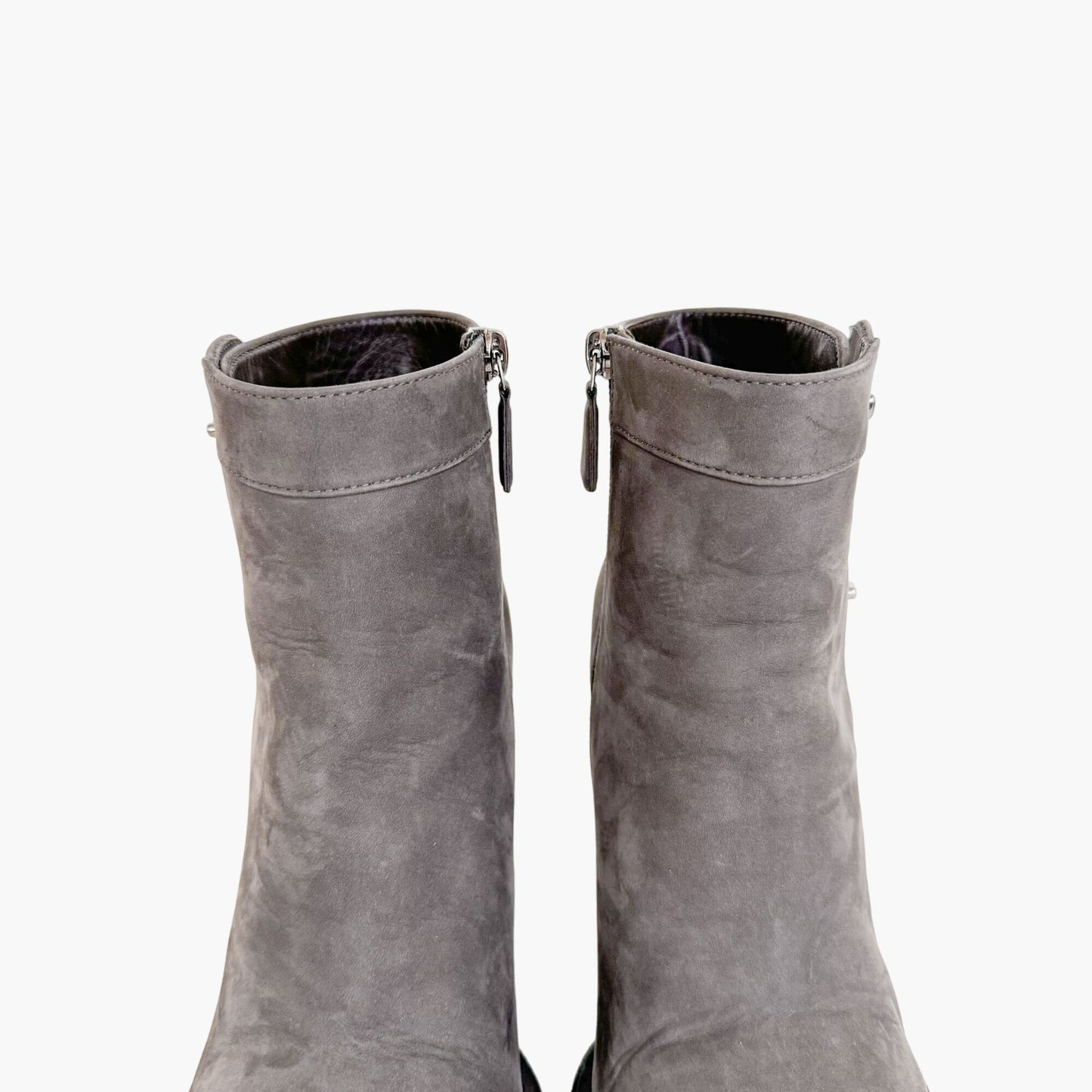 Chanel CC Turnlock Ankle Boots in Grey Suede Size 38