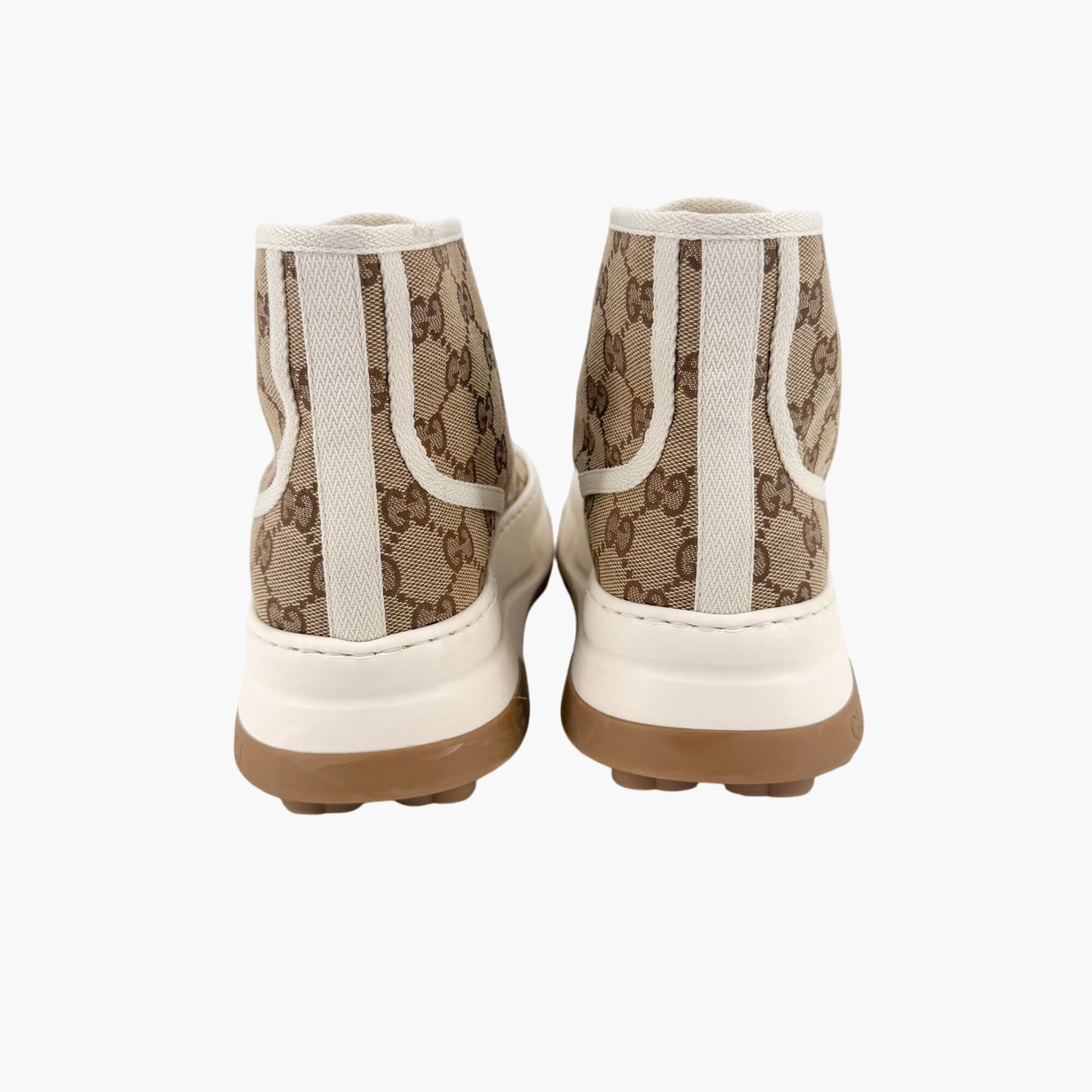 Gucci 1977 Tennis High Top Platform Sneakers in Beige GG Monogram Canvas Size 39