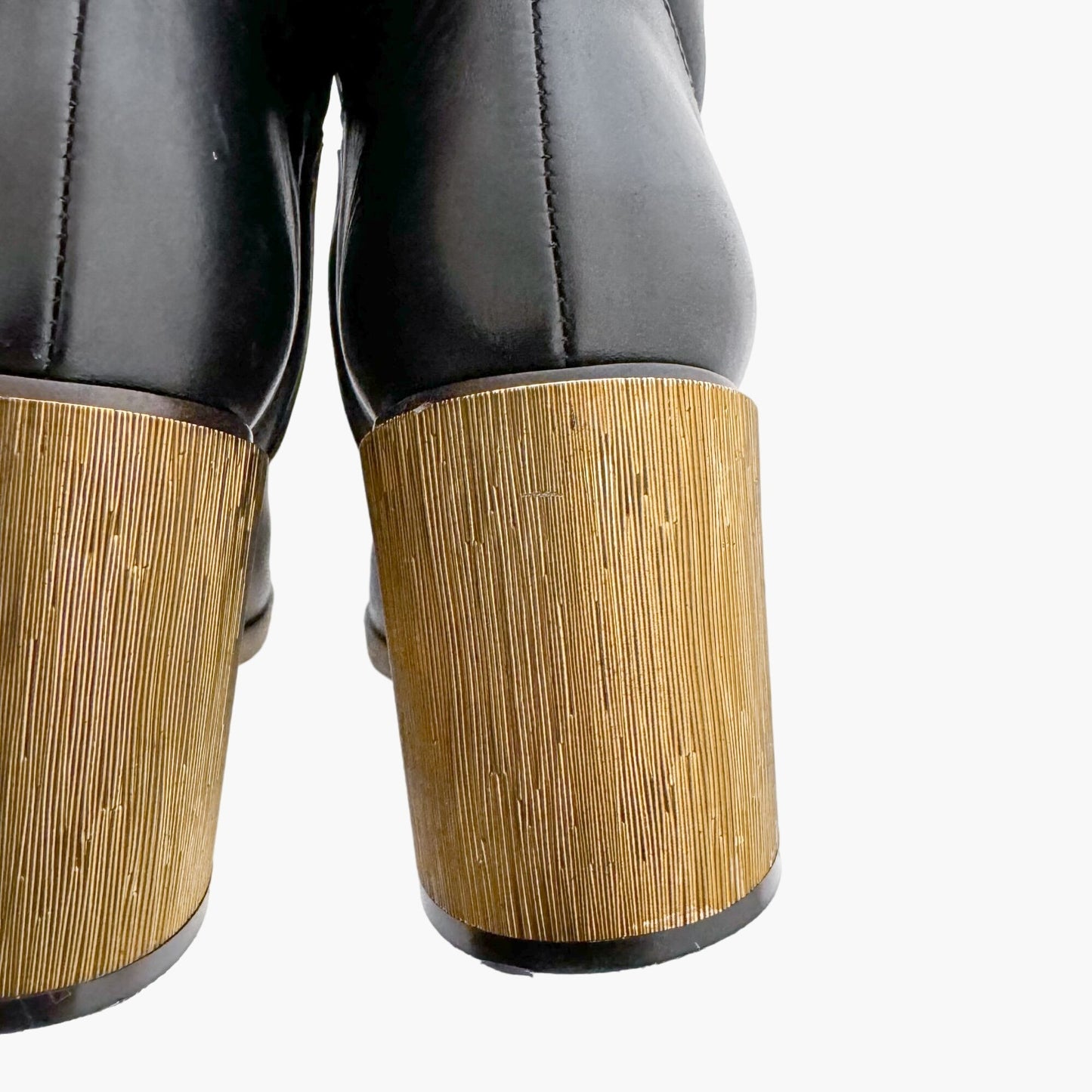 Gucci Block Heel Ankle Boots in Black Leather Size 36.5