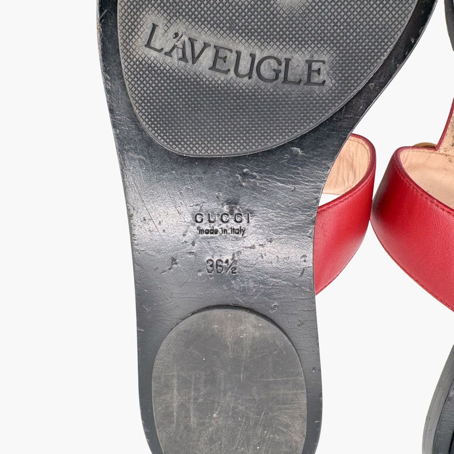 Gucci Marmont GG Flat Thong Sandals in Red Leather Size 36.5