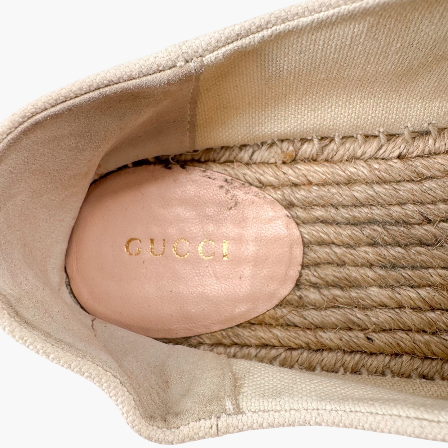 Gucci Lilibeth Platform Espadrille Sneakers in Beige Canvas – Size 37