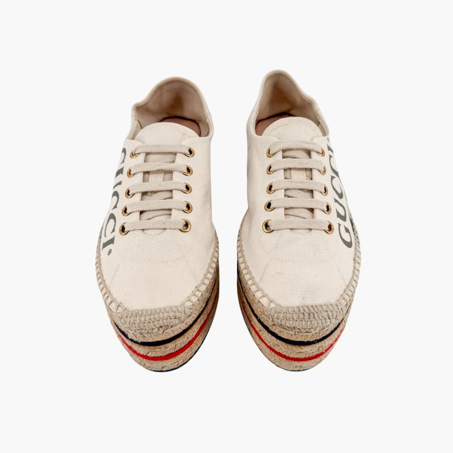 Gucci Lilibeth Platform Espadrille Sneakers in Beige Canvas – Size 37