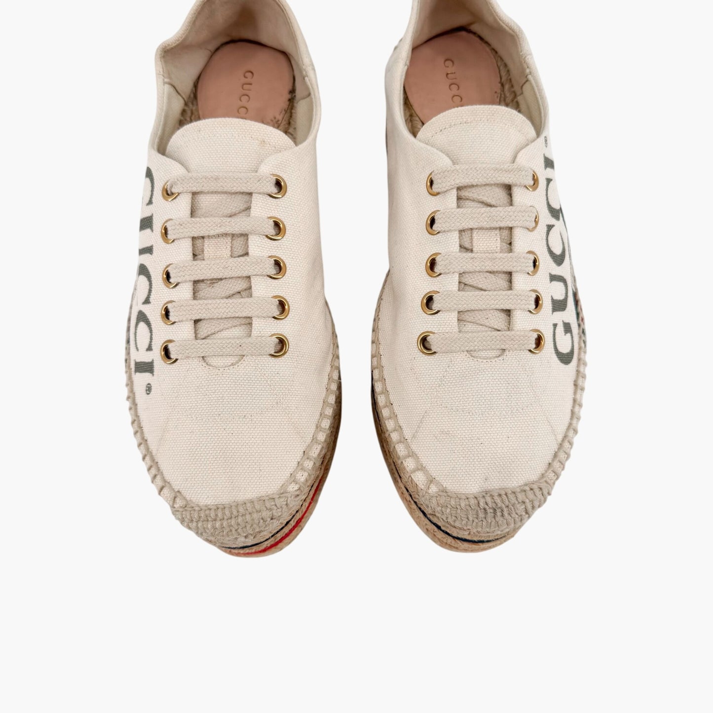 Gucci Lilibeth Platform Espadrille Sneakers in Beige Canvas – Size 37