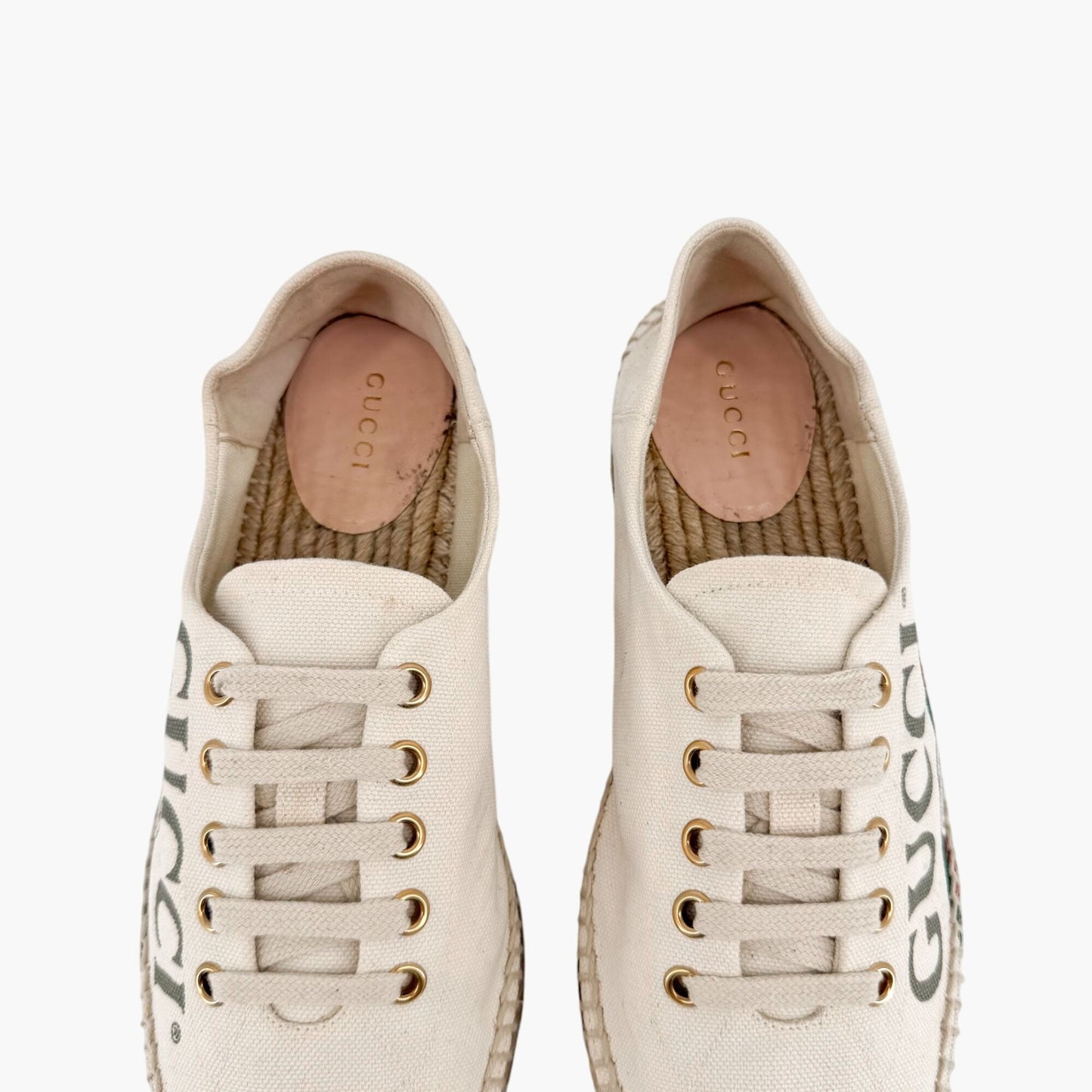 Gucci Lilibeth Platform Espadrille Sneakers in Beige Canvas – Size 37