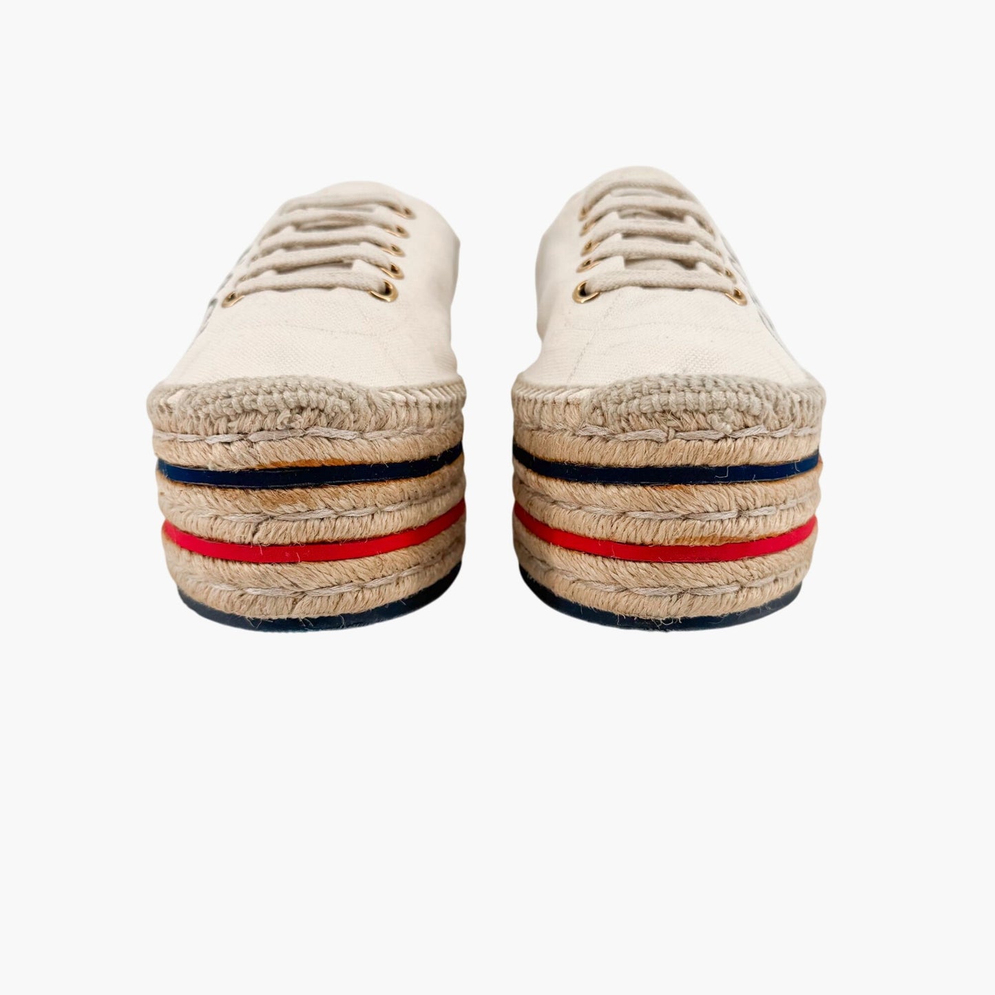 Gucci Lilibeth Platform Espadrille Sneakers in Beige Canvas – Size 37