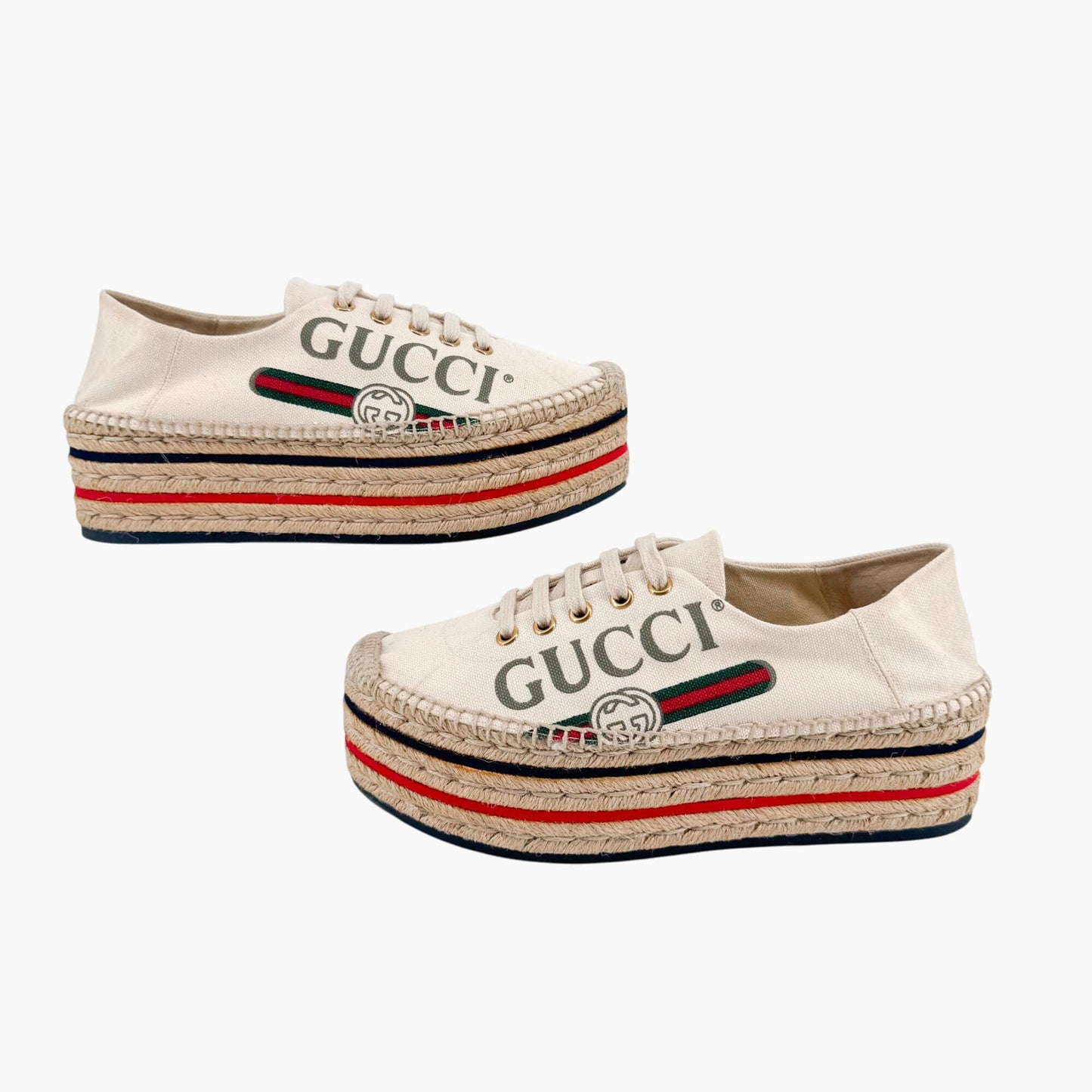 Gucci Lilibeth Platform Espadrille Sneakers in Beige Canvas – Size 37