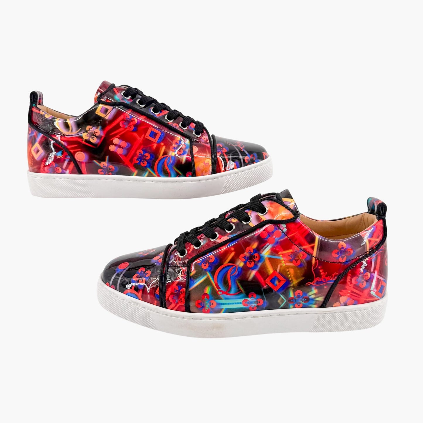 Christian Louboutin Louis Junior Orlato Sneakers in Disco Laser Patent Leather Size 40