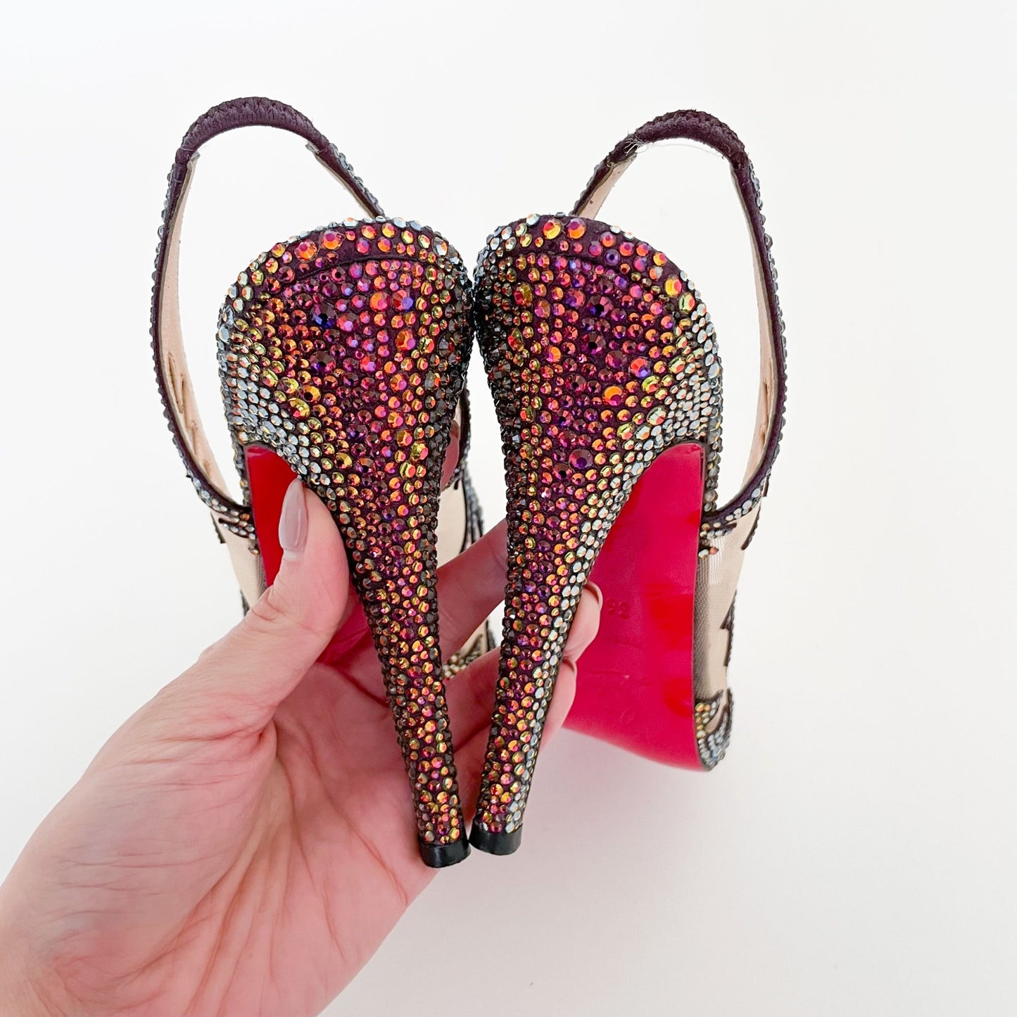 Christian Louboutin Maralena 120 Crystal-Embellished Pumps in Maroon Size 36.5