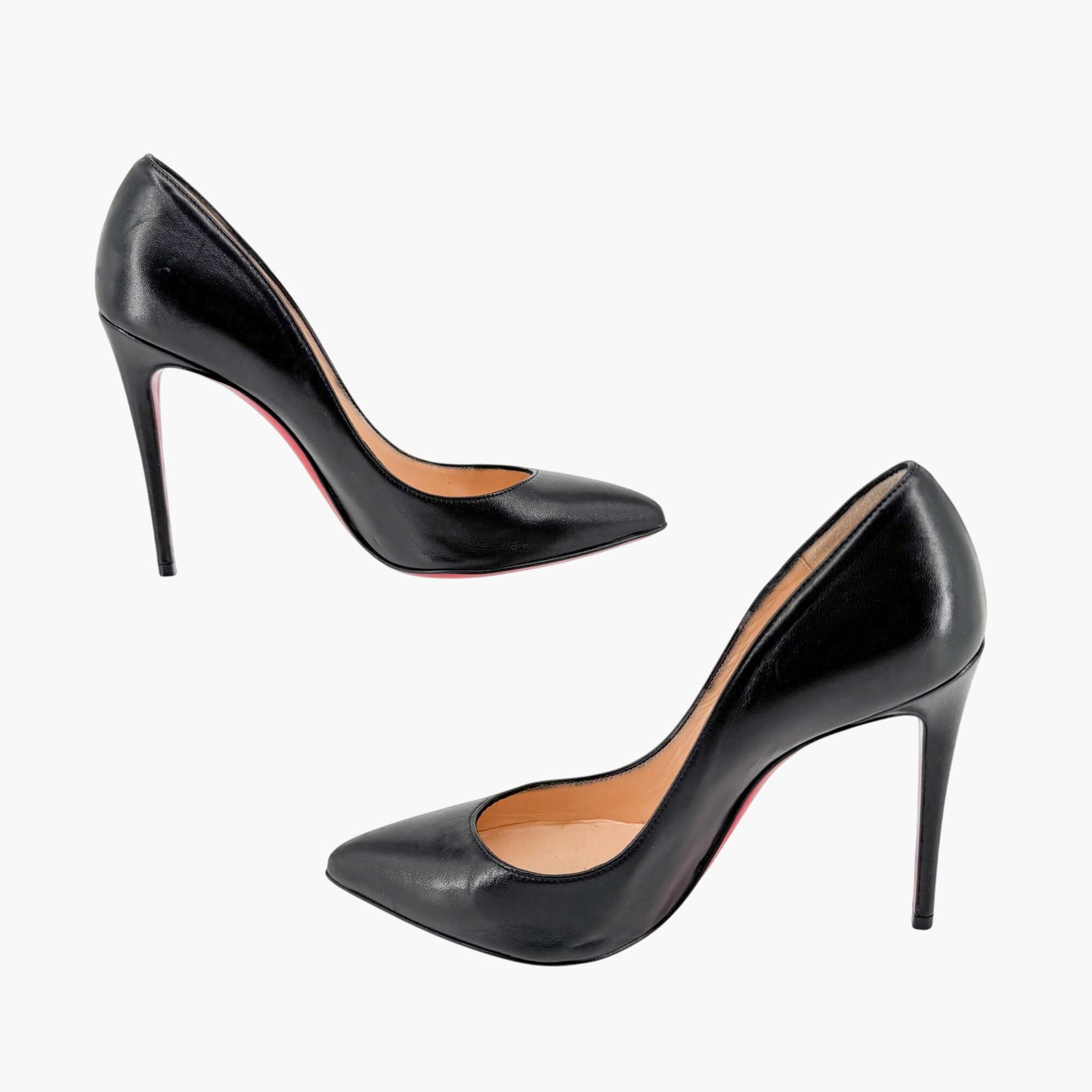 Christian Louboutin Pigalle Follies 100 in Black Shiny Nappa Leather Size 36.5