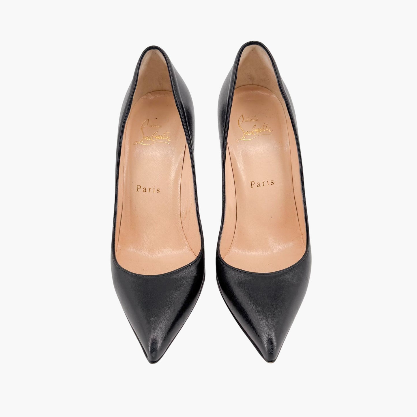 Christian Louboutin Pigalle Follies 100 in Black Shiny Nappa Leather Size 36.5