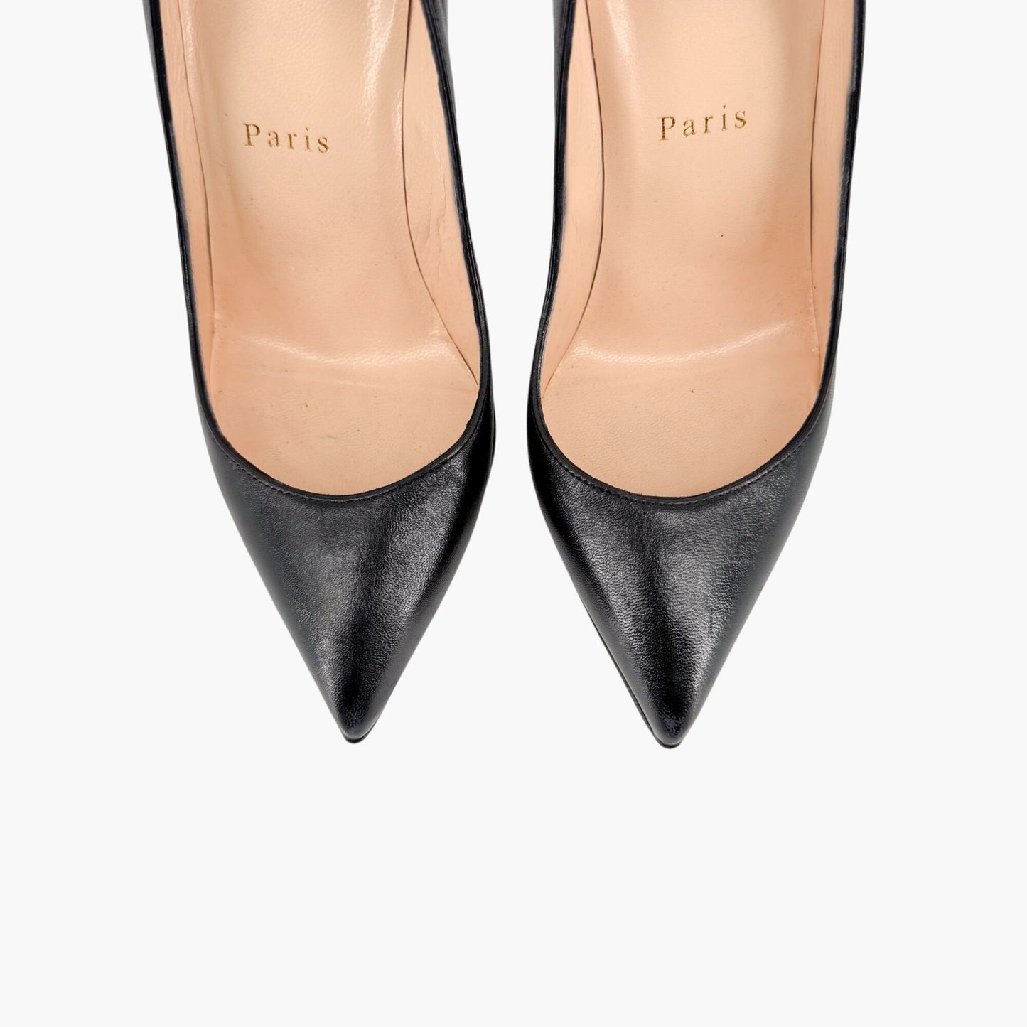 Christian Louboutin Pigalle Follies 100 in Black Shiny Nappa Leather Size 36.5